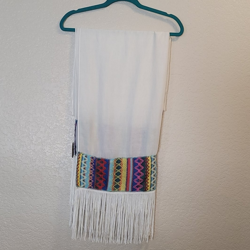 Embroidered Havana Fringe Scraf Schawl Wrap